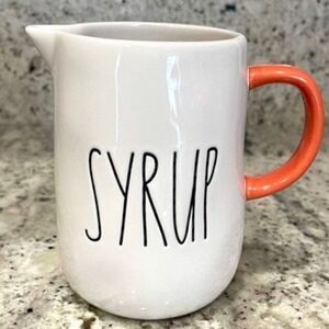 NWT Gorgeous Rae Dunn White & Orange SYRUP Ceramic Pitcher